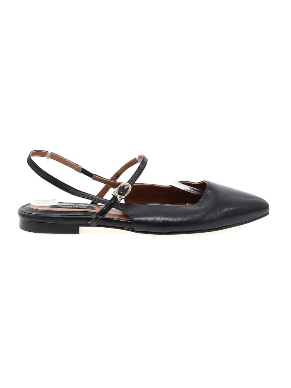 Margaux The Crosby Sling Black Nappa Leather Slingback Flats Size 11